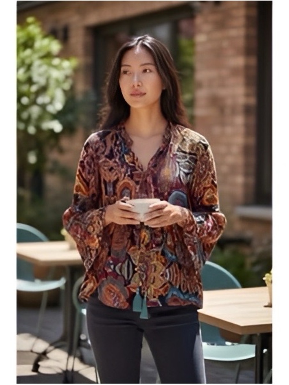 Karyn Seo Tie-Front Floral Women’s Blouse